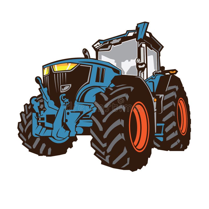 Farm Big Tractor Vector Illustration Logo Design Stock Vector