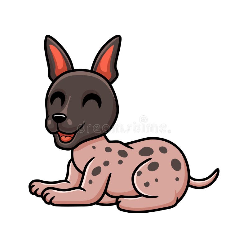 Cute American Hairless Terrier Cartoon Stock Illustration
