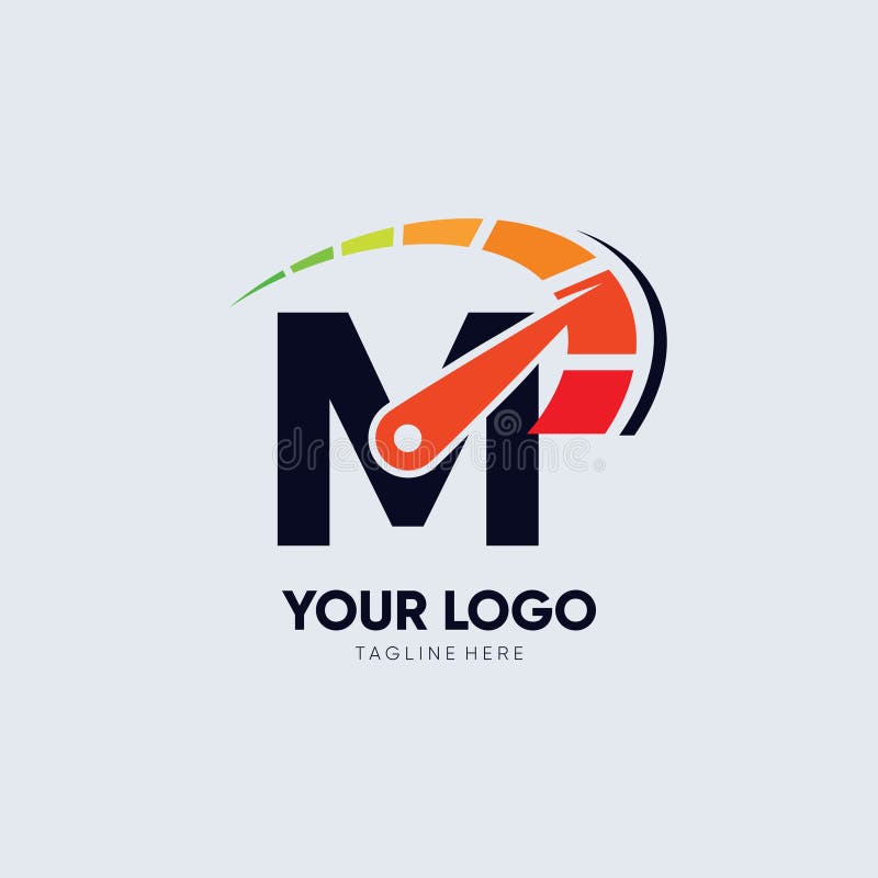 Letter M Speedometer Logo Design Vector Icon Graphic Stock Illustration