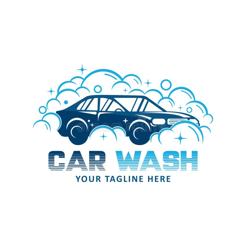 Foam car wash logo flat style Royalty Free Vector Image