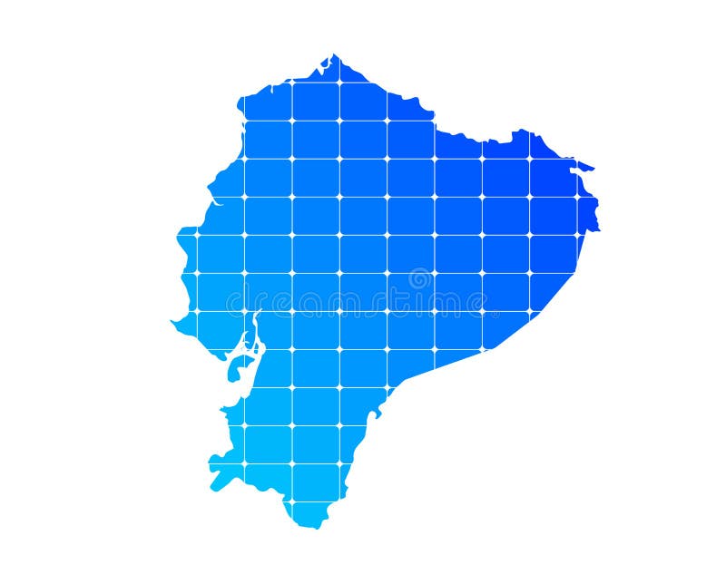 Colorful Blue Gradient Bricks Texture Map of Country Ecuador Isolated