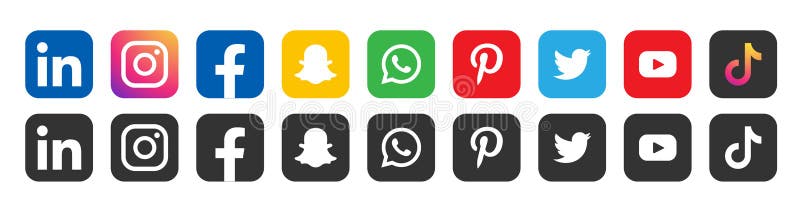 Black Facebook, Instagram, Whatsapp,Youtube Logo Icon. Editorial Photo ...