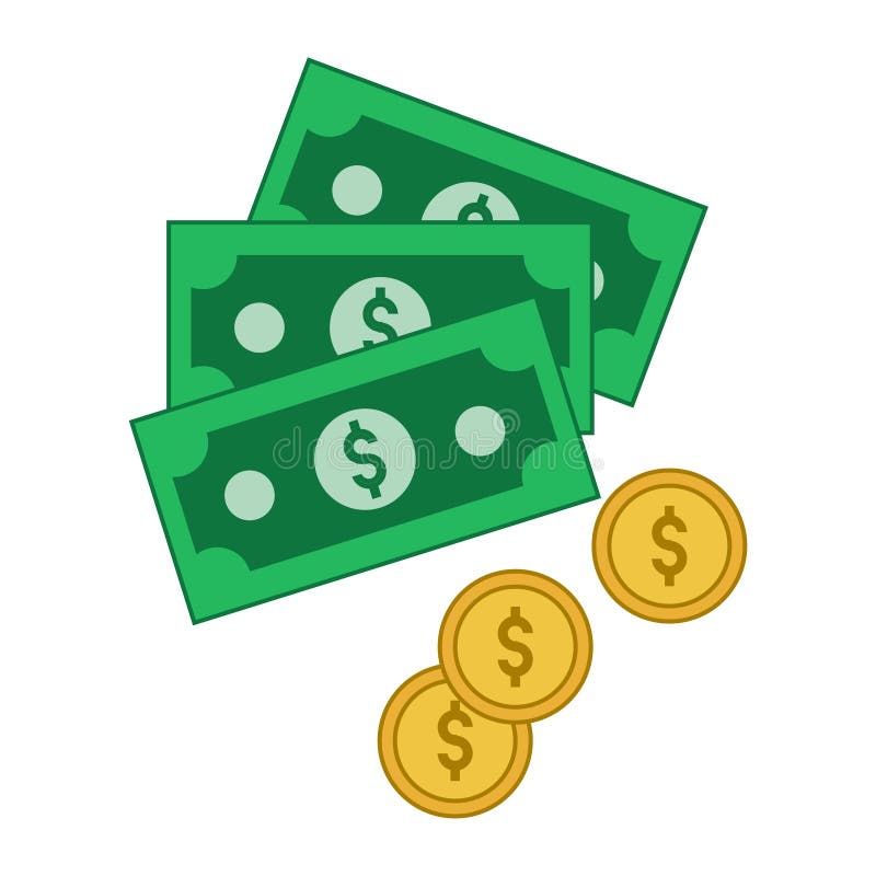 Money Currency Payment Dollar Bill Coin Change Vector Illustration