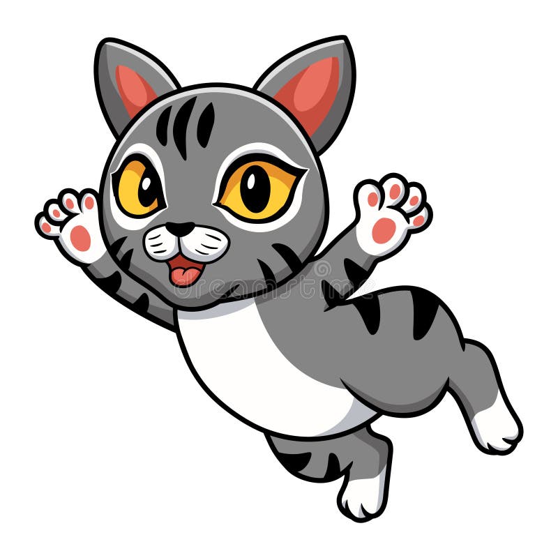 Cute Manx Cat Cartoon Flying Stock Vector - Illustration of grey ...