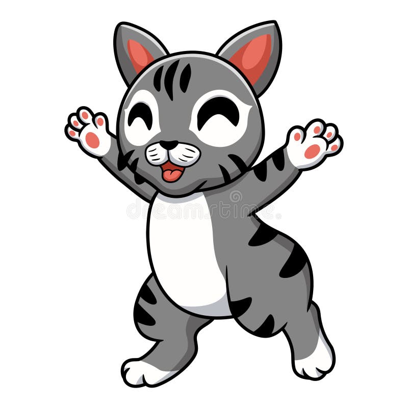 Cute Manx Cat Cartoon Raising Hands Stock Vector - Illustration of ...
