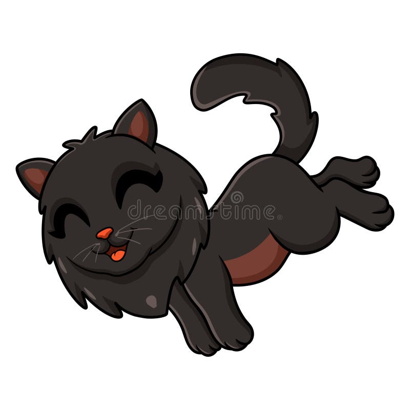 Cute black persian cat cartoon jumping vector illustration