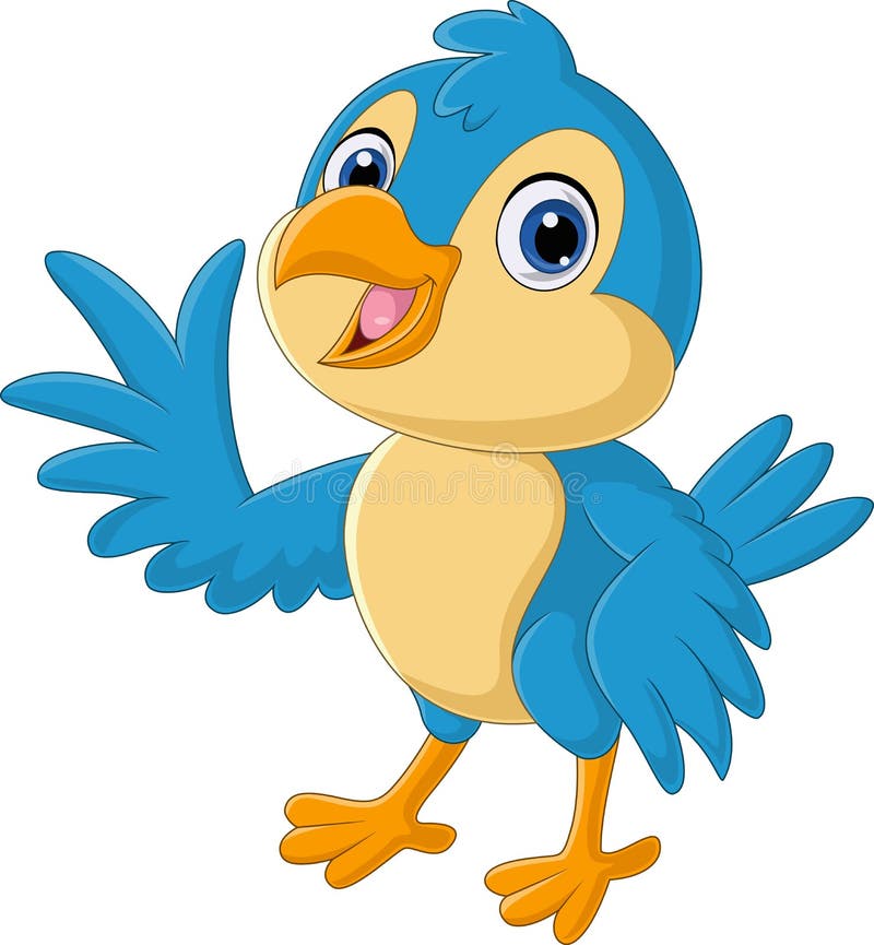 Cartoon Happy Blue Bird Waving Hand Stock Vector Illustration Of Sing