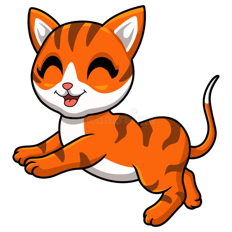 Cute Orange Tabby Cat Cartoon Stock Vector Illustration of happy