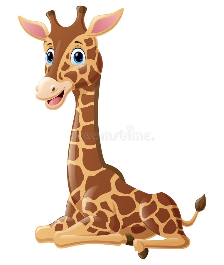 Cute Baby Giraffe Cartoon Sitting Stock Vector - Illustration of