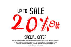 Discount With The Price Is 20 Percent Off Red Color Brush Text Stock 