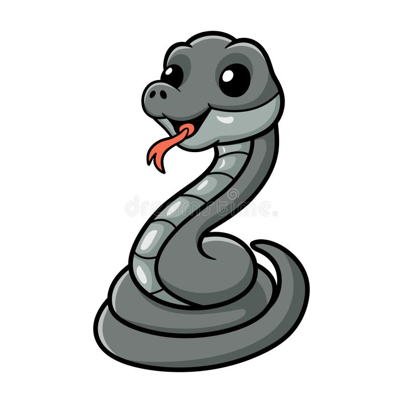 Cute black mamba snake cartoon royalty free illustration
