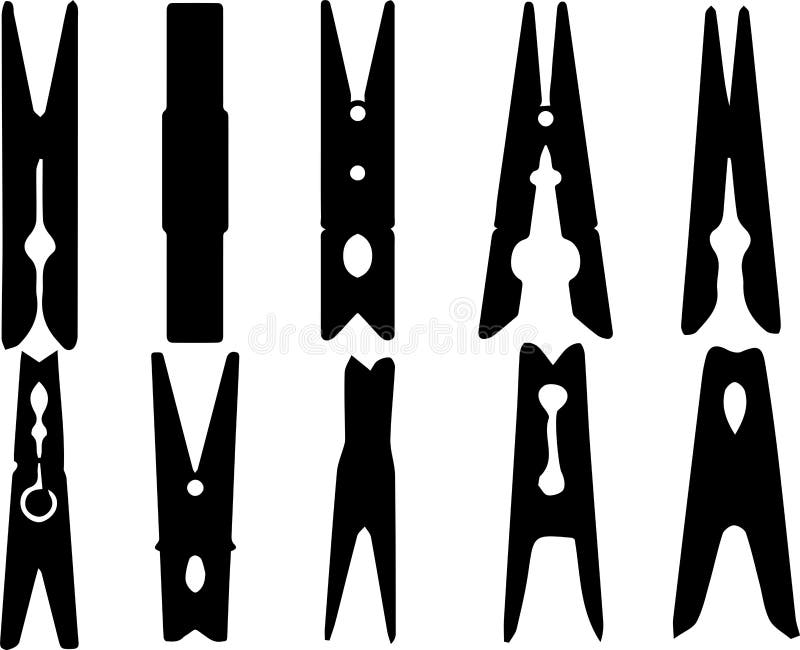 Clothespin silhouette Set stock vector. Illustration of graphic 267118624