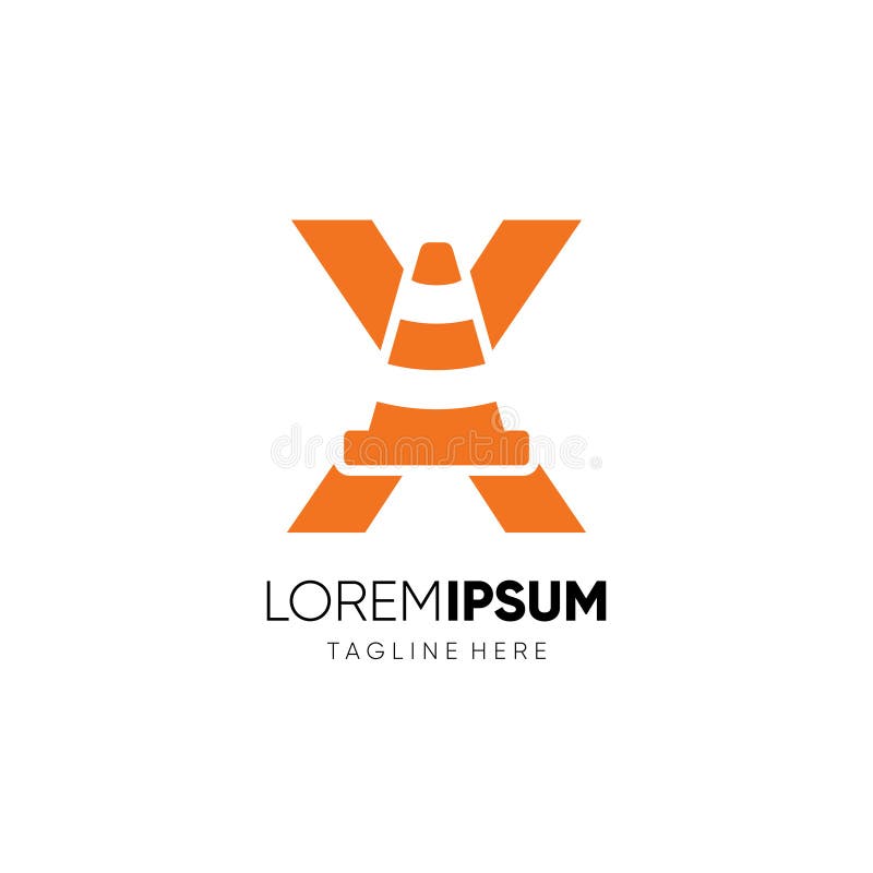 Letter X Traffic Cone Logo Design Vector Icon Graphic Emblem