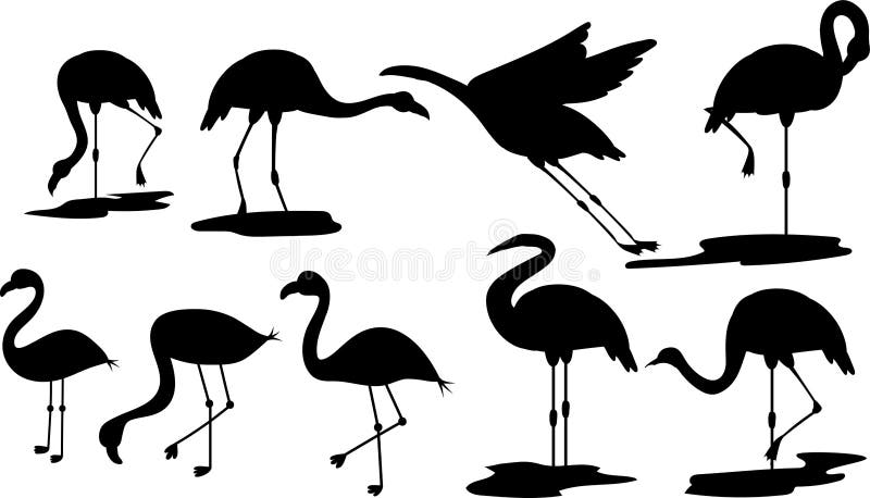 Great Heron Silhouette, Great Heron Silhouette Set, Stock Illustration ...