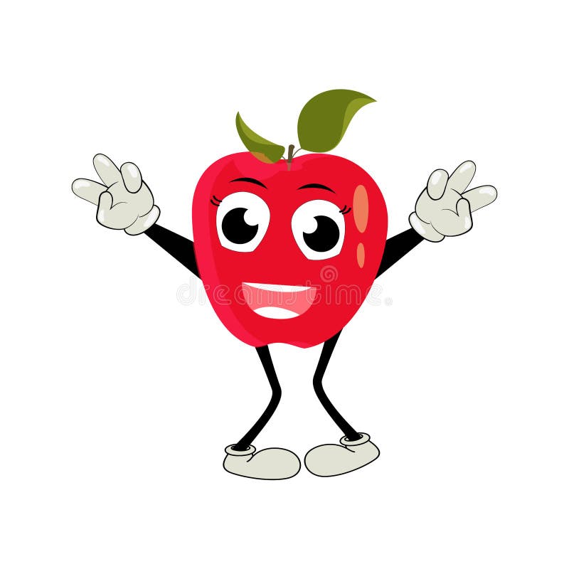 Apple Cartoon Character Illustration of a Happy Apple Character Stock ...