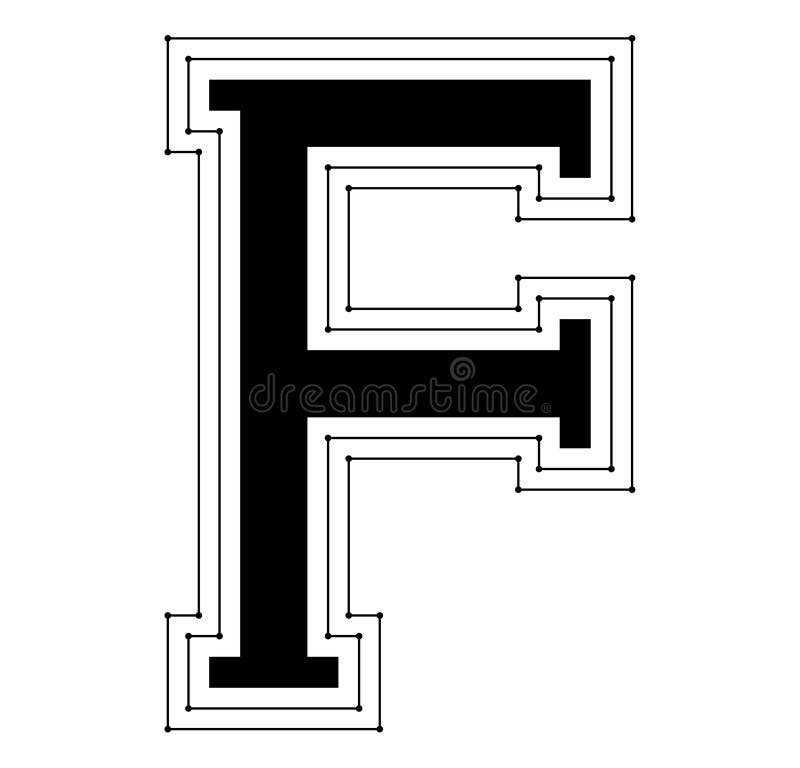 Simple Decorative Letter with Outline.Vector Custom Font. Stock