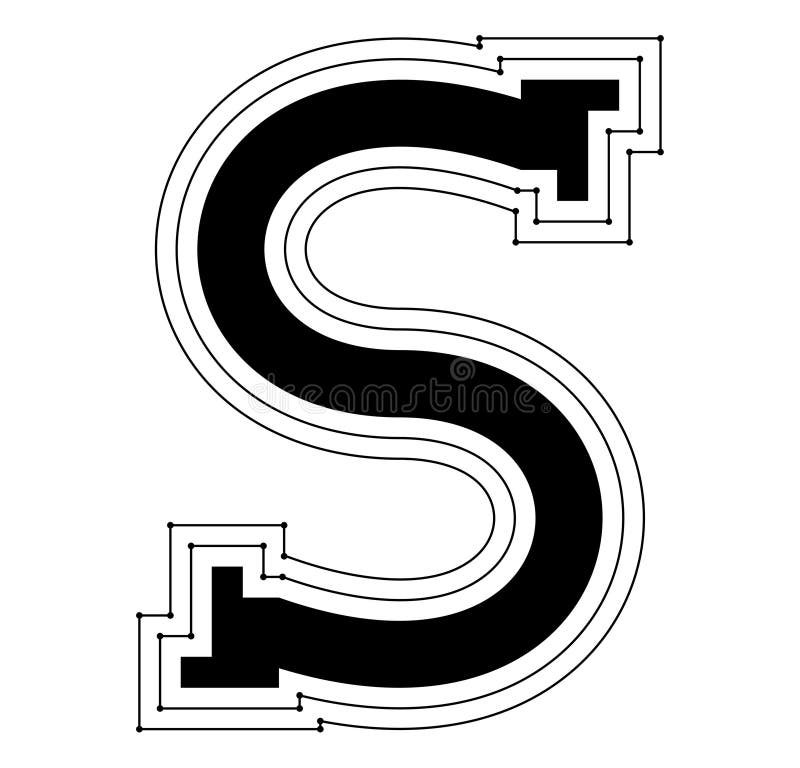 Simple Decorative Letter with Outline.Vector Custom Font. Stock