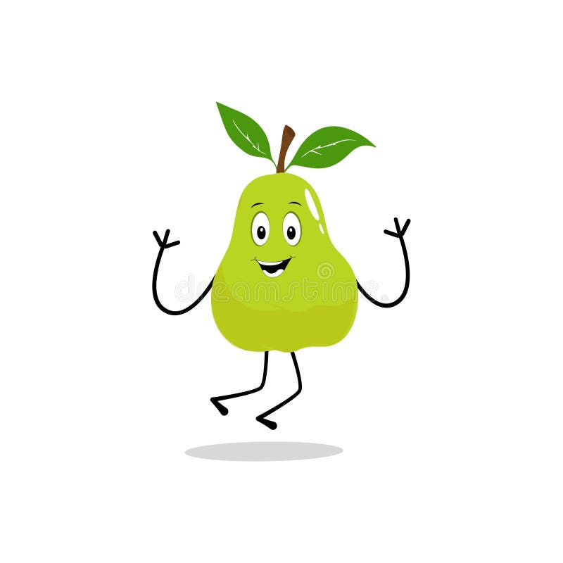 Pear Fruit Cartoon. Cute Vector Set of Pear Fruit Character in