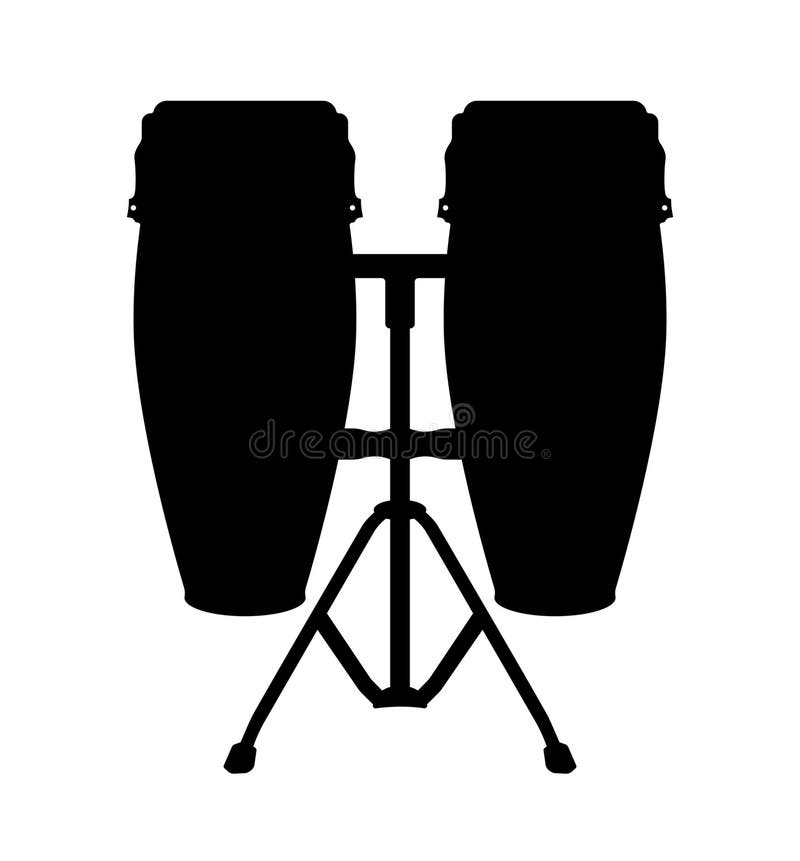 Conga Drum Silhouette, Tumbadora Drum Musical Instrument Stock Vector Illustration of jazz