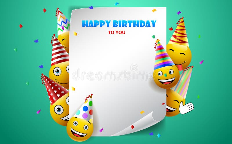 Smileys Birthday Vector Greeting Design with Yellow Funny and Happy ...