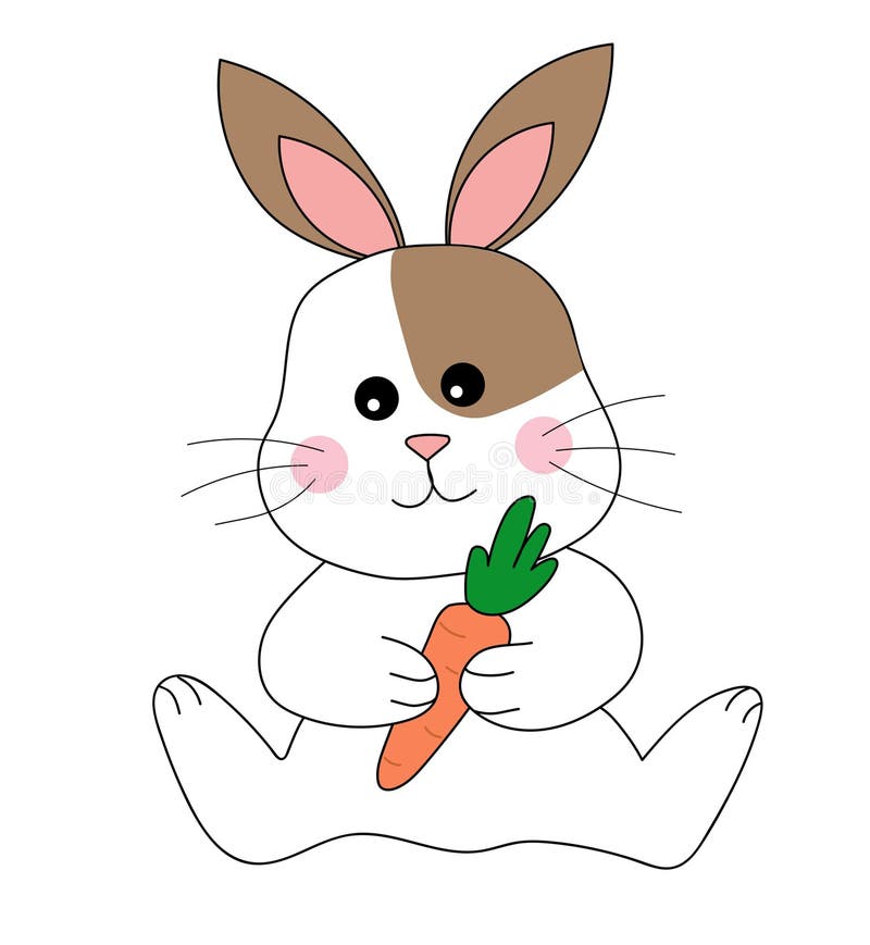 Rabbit with a Carrot in Its Paws. Illustration Vector Bunny Animal for ...