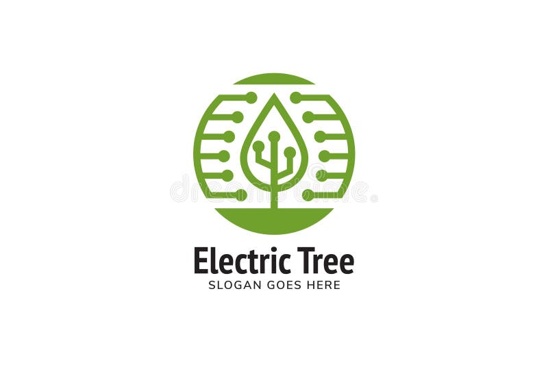 Tree Electrical Logo Design Template Stock Vector Illustration of