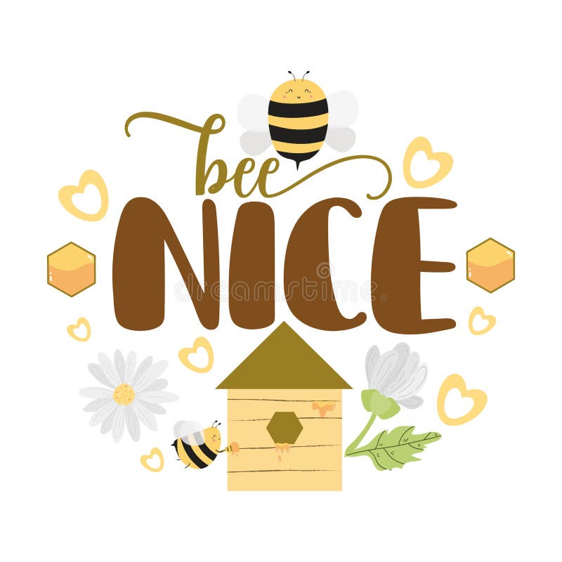 Motivational Inspirational Quotes Design with Bees Illustration. Honey Bee Quotes Illustration