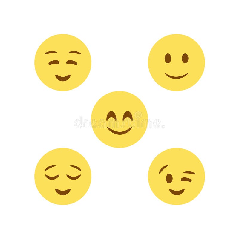 Set of Line Emoticon on Blush Face Stock Vector Illustration of cute