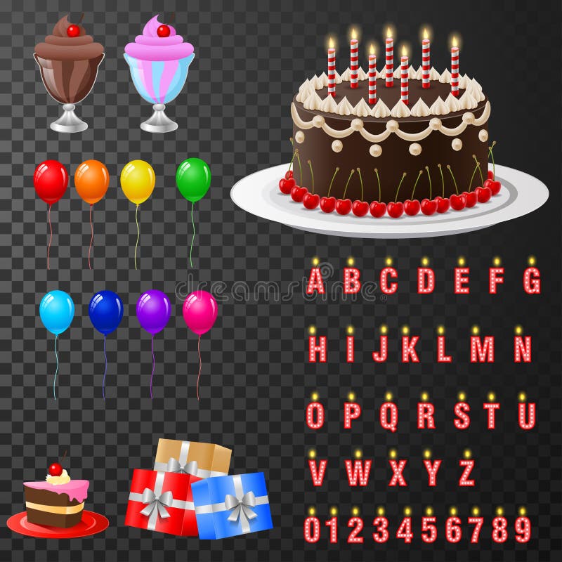 Candles on Birthday Cakes with Age Numbers from One To Ten Isolated