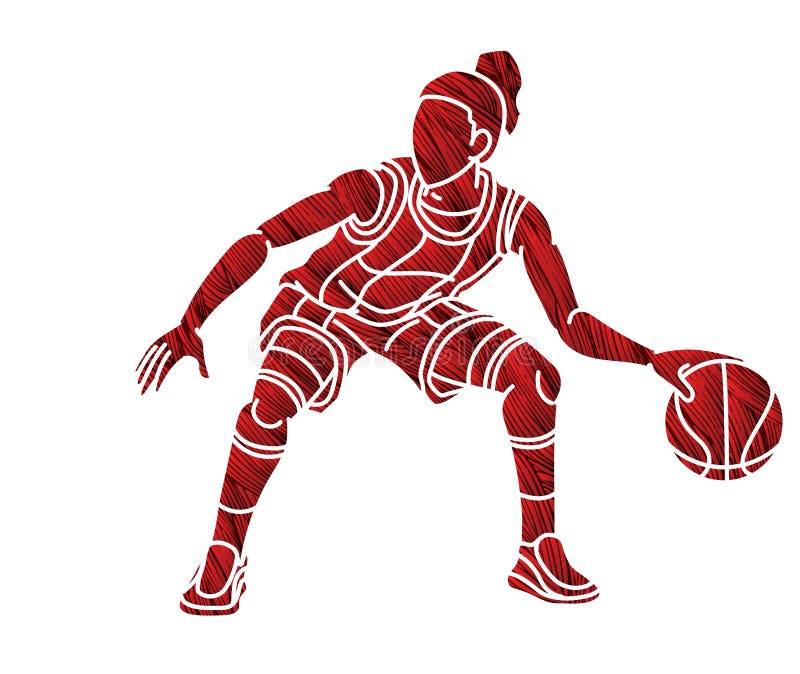 Basketball Female Player Action Cartoon Sport Stock Vector