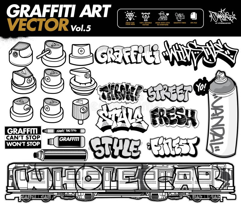 Graffiti Sticker Art Designs of Skateboard Illustrations in Graffiti