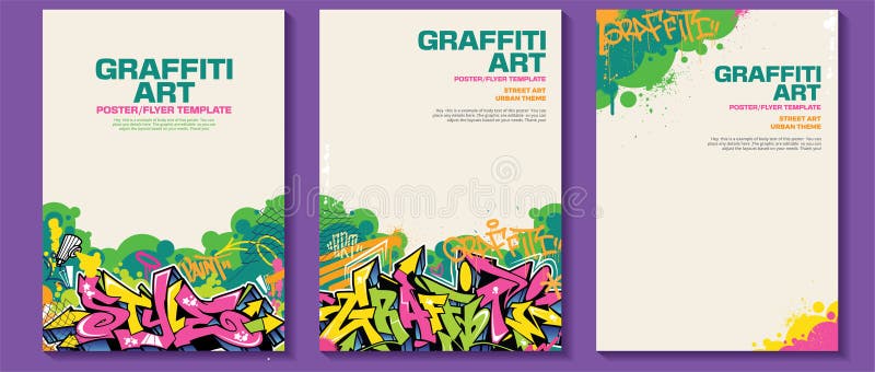 Modern Graffiti Art Poster or Flyer Design with Colorful Tags, Throw Up ...