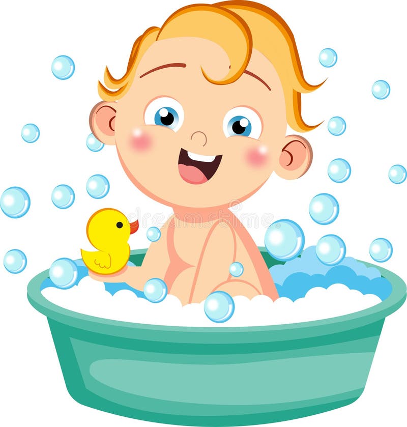 Free Vector a Baby Boy Having Bath Stock Vector - Illustration of ...