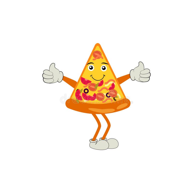 Pizza Slice Character Cartoon, Cartoon Pizza Fast Food Character with