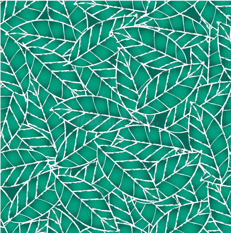 Seamless Pattern Hand Drawn Line Art Leaves. Stock Illustration
