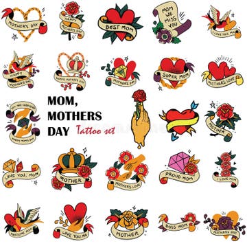Vintage Mom Heart Tattoo Stock Illustrations – 153 Vintage Mom Heart ...