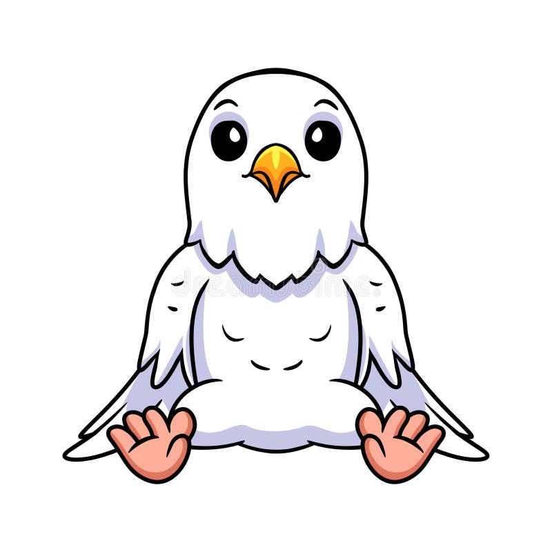 Cute white love bird cartoon sitting royalty free illustration