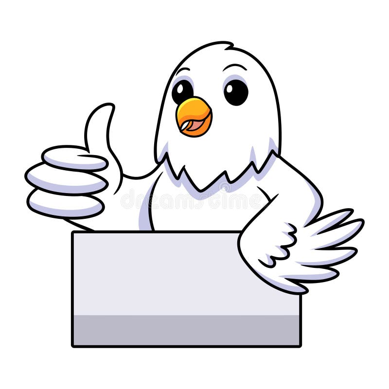 Cute white love bird cartoon giving thumb up royalty free illustration