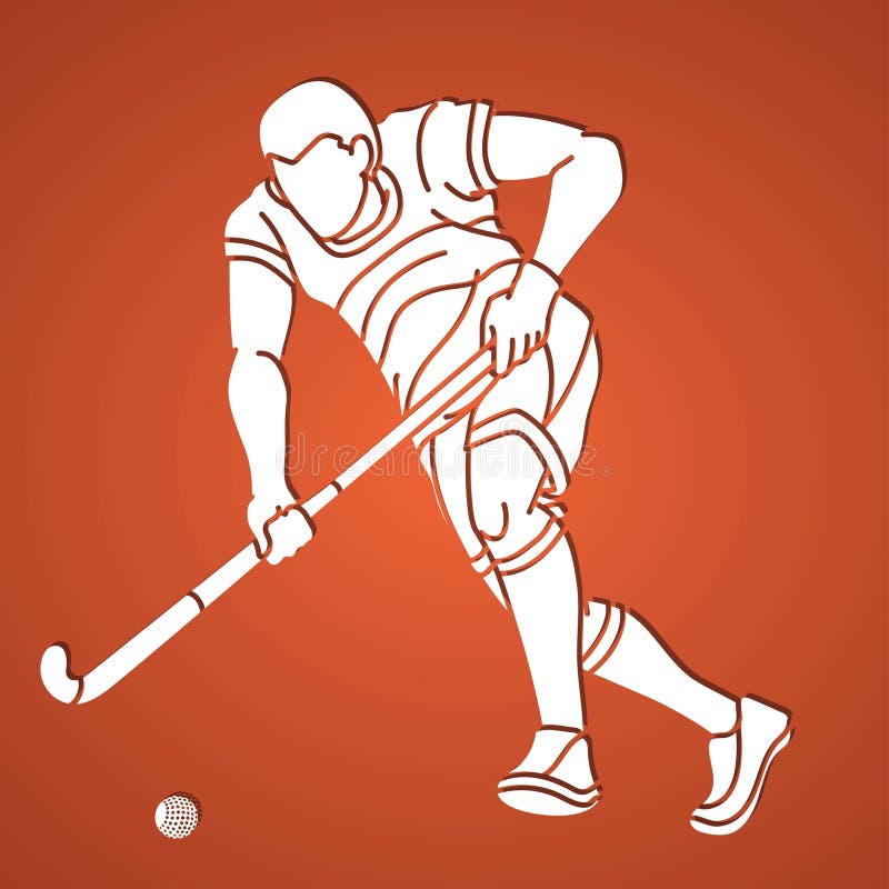Field Hockey Sport Female Player Action Cartoon Sport Graphic Vector