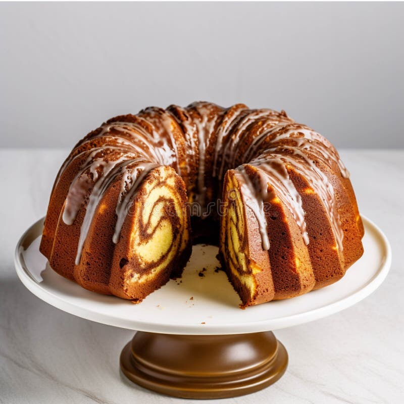 Chocolate Bundt Cake with Caramel Glaze Stock Illustration