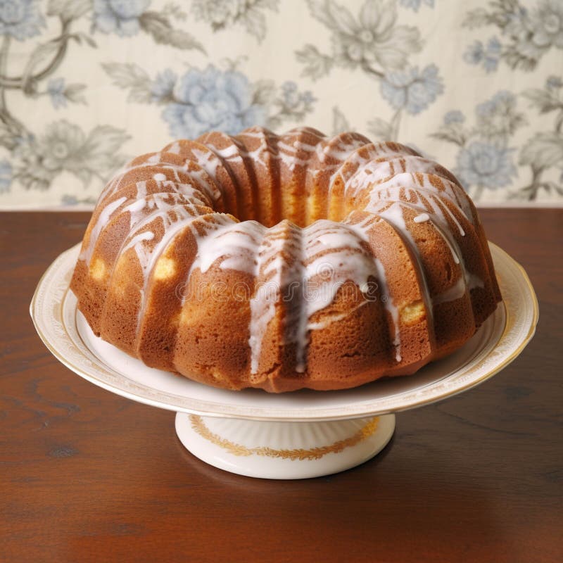 Chocolate Bundt Cake with Caramel Glaze Stock Illustration