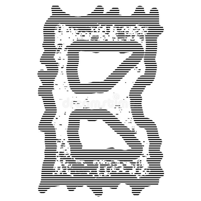 Decorative grunge letter isolated on white background. Custom vector font. royalty free illustration