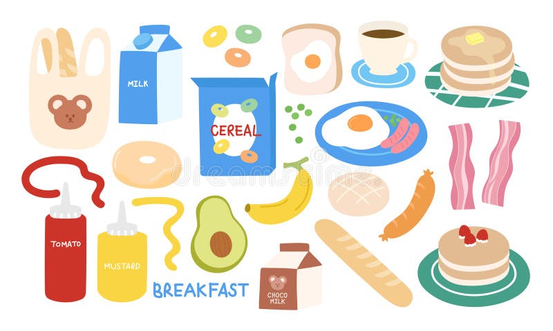 Illustration Of Pancake Milk Cereal Coffee Bread Fried Egg illustration-of-pancake-milk-cereal-coffee-bread-fried-egg