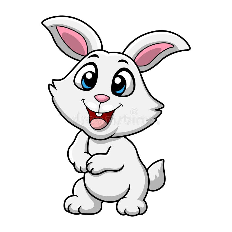 Cute white rabbit cartoon standing royalty free illustration