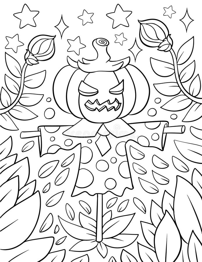 Halloween Coloring Page, Adult Coloring Page, Halloween Activity Stock