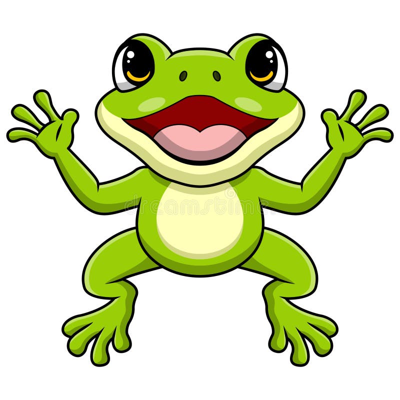 Cute frog cartoon on white background