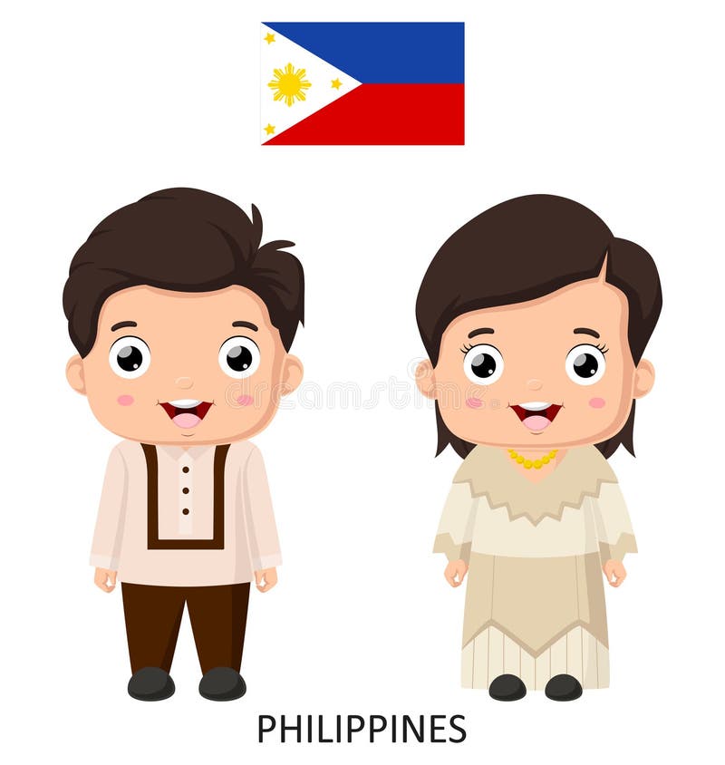 Cute Philippines Boy and Girl in National Clothes Stock Vector ...