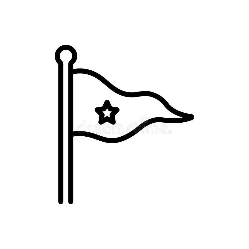 Black Line Icon for Flag, Direction and Flag Hoisting Stock Vector