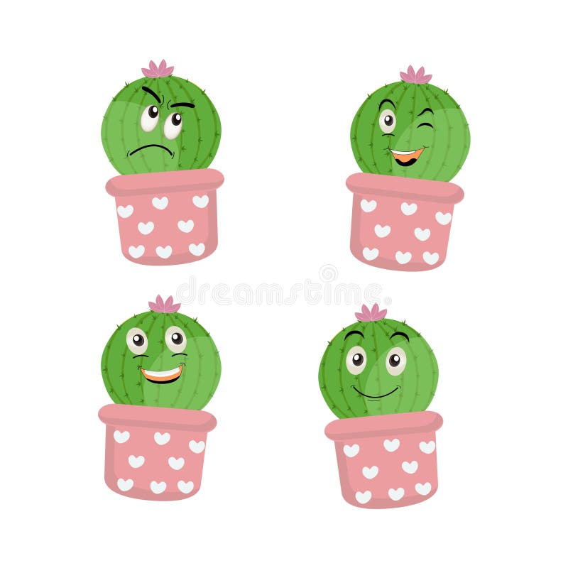 Cartoon Cute Cactus Mascot Potted Cactus Characters With Different cartoon-cute-cactus-mascot-potted-cactus-characters-with-different