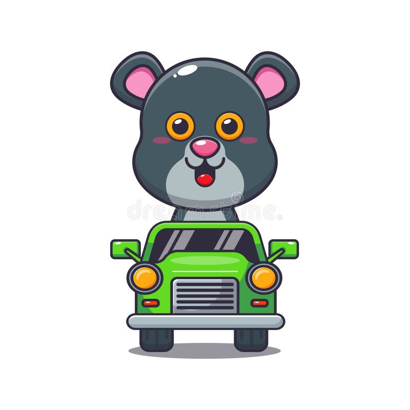 Cute Doodle Bear Racing Car Illustration Stock Vector (Royalty